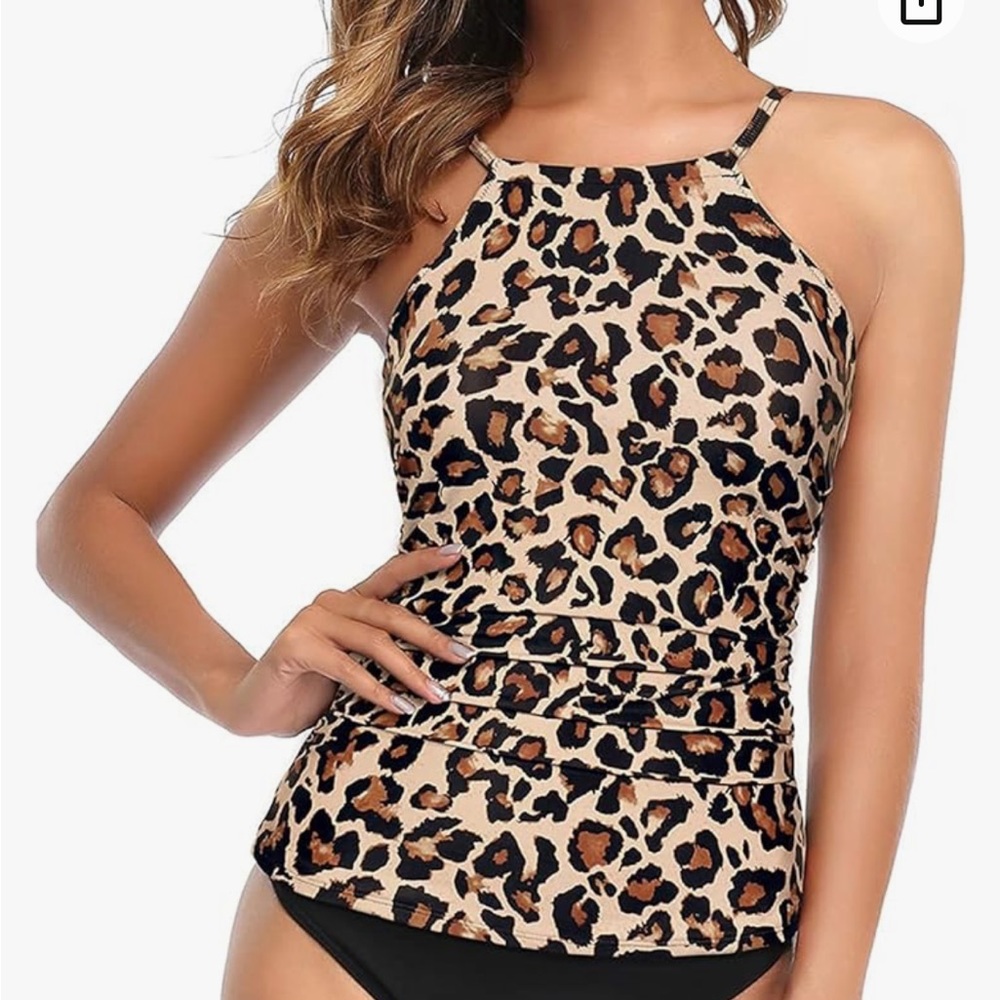 Tempt Me Tankini Swimsuit For Women High Neck Ruched Tummy Control Top!